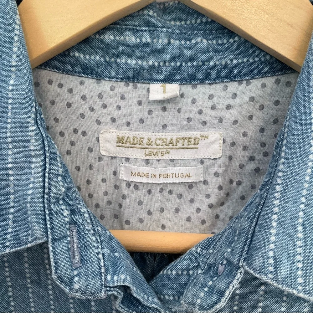 Levi’s Made & Crafted Light Blue Dotted Denim Shirt Dress With Pockets - Picture 10 of 16